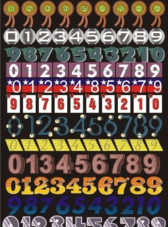 精美数字一 各样数字 数字素材 艺术数字 合成数字 变化数字 多样数字 活泼数字 矢量数字 矢量图