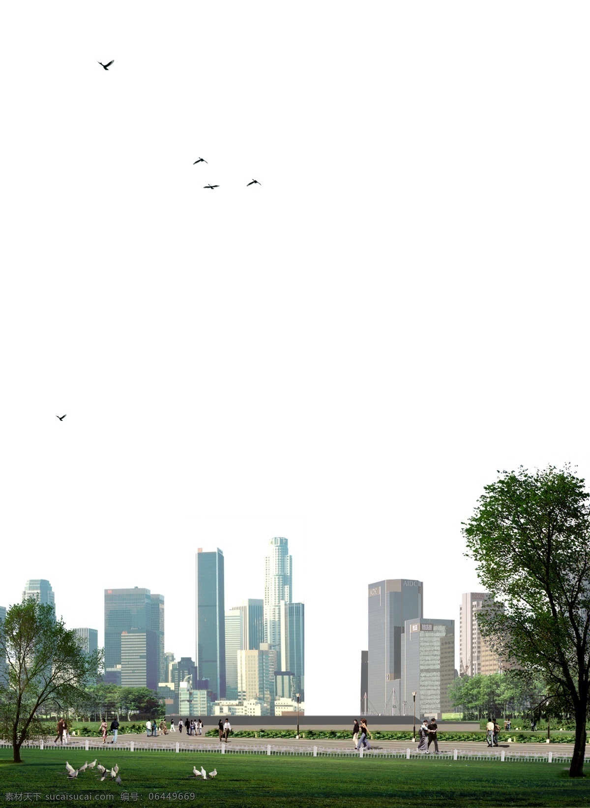 3d 建筑 背景 效果图 配景 建筑场景 草坪 植物 街道 行人 飞鸟 背景楼群 环境设计 建筑设计 源文件库