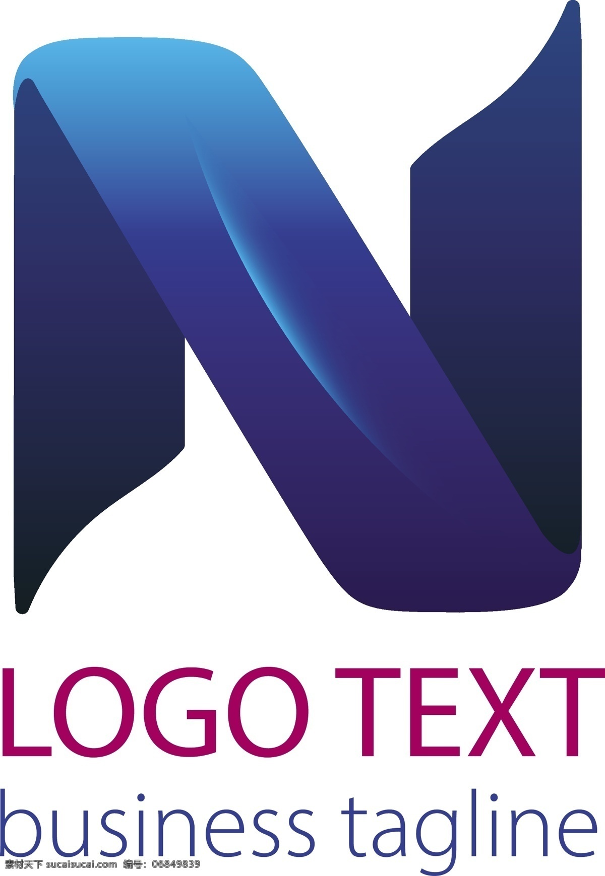 蓝 丝带 字母 n 标志 logo 模板 蓝丝带 抽象 商标 logo模板