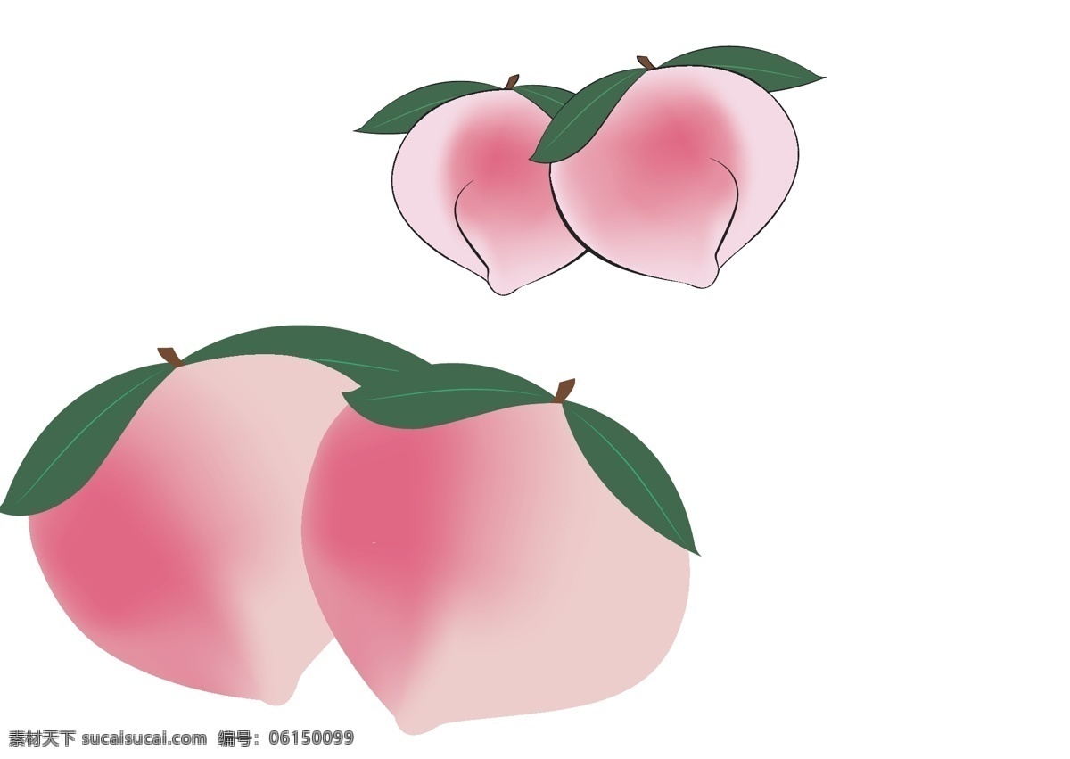 卡通 手绘 水蜜桃 手绘水蜜桃 桃子 带叶子桃子 桃子矢量图 卡通水蜜桃 分层