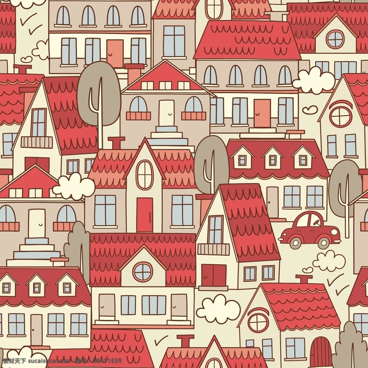 红色 城市 插图 城市插图