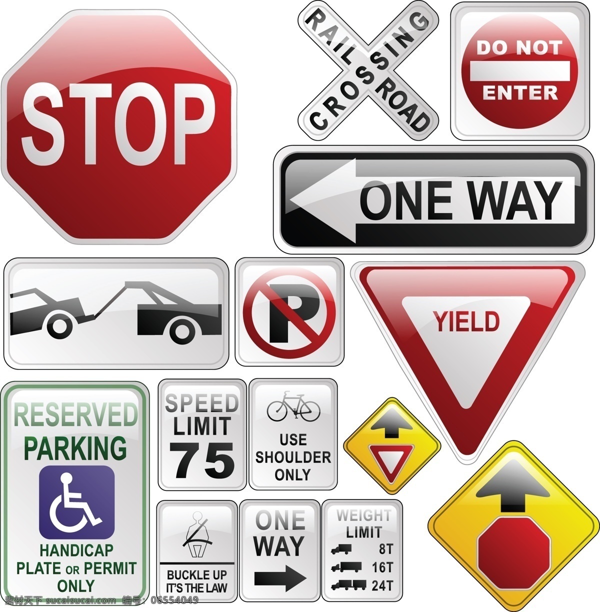 交通 路标 指示牌 矢量图 标示设计 道路指示牌 禁止停车 警示标志 交通路标 停止图标 其他矢量图