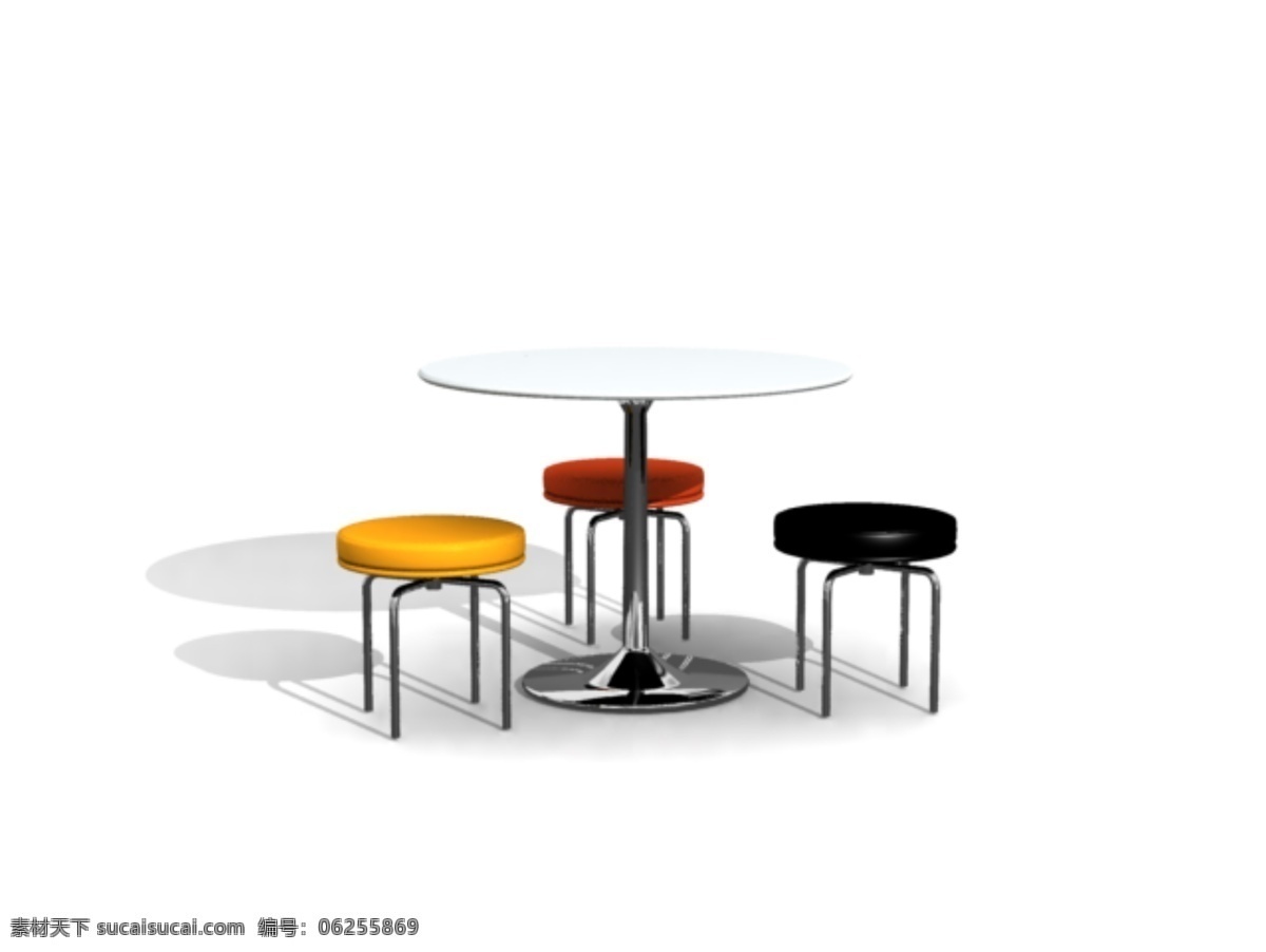 三 人 坐 圆形 餐桌椅 3d 模型 3d模型 3d素材 3d模型素材 其他3d模型
