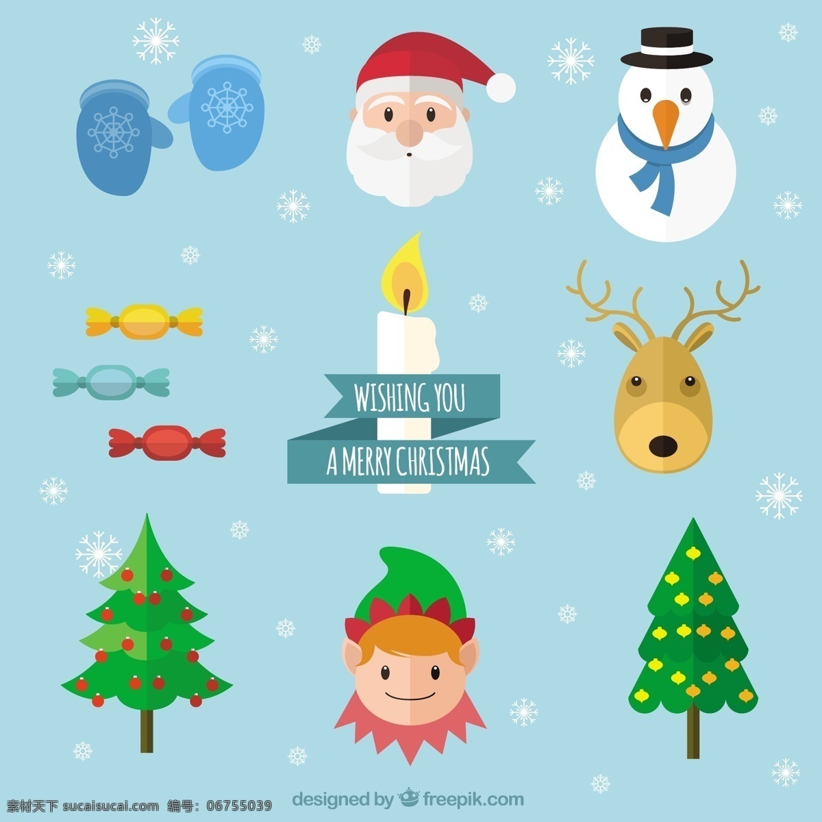 祝你圣诞快乐 圣诞树 新的一年 新年快乐 圣诞快乐 冬天快乐 圣诞克劳斯 圣诞 庆祝活动 新的节日 驯鹿 一年 节日快乐 插画 精灵 手套 青色 天蓝色