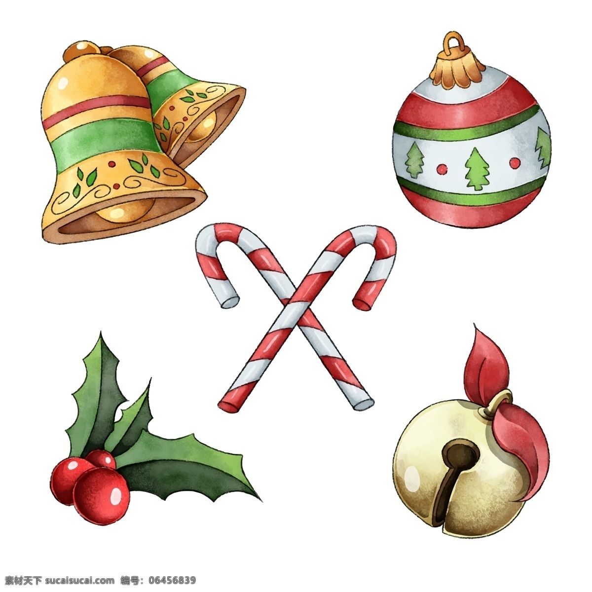 套 装饰性 圣诞 元素 2018 圣诞节 节日素材 铃铛 圣诞素材 圣诞元素 植物