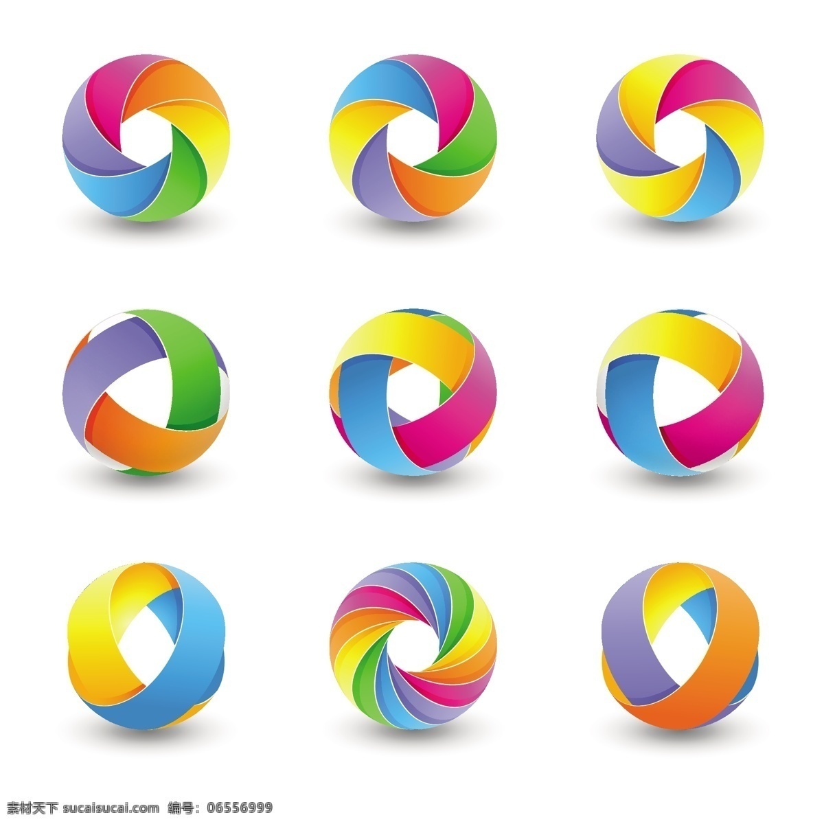彩纸 球形 标志 矢量 彩色 立体 纸质 矢量图 其他矢量图