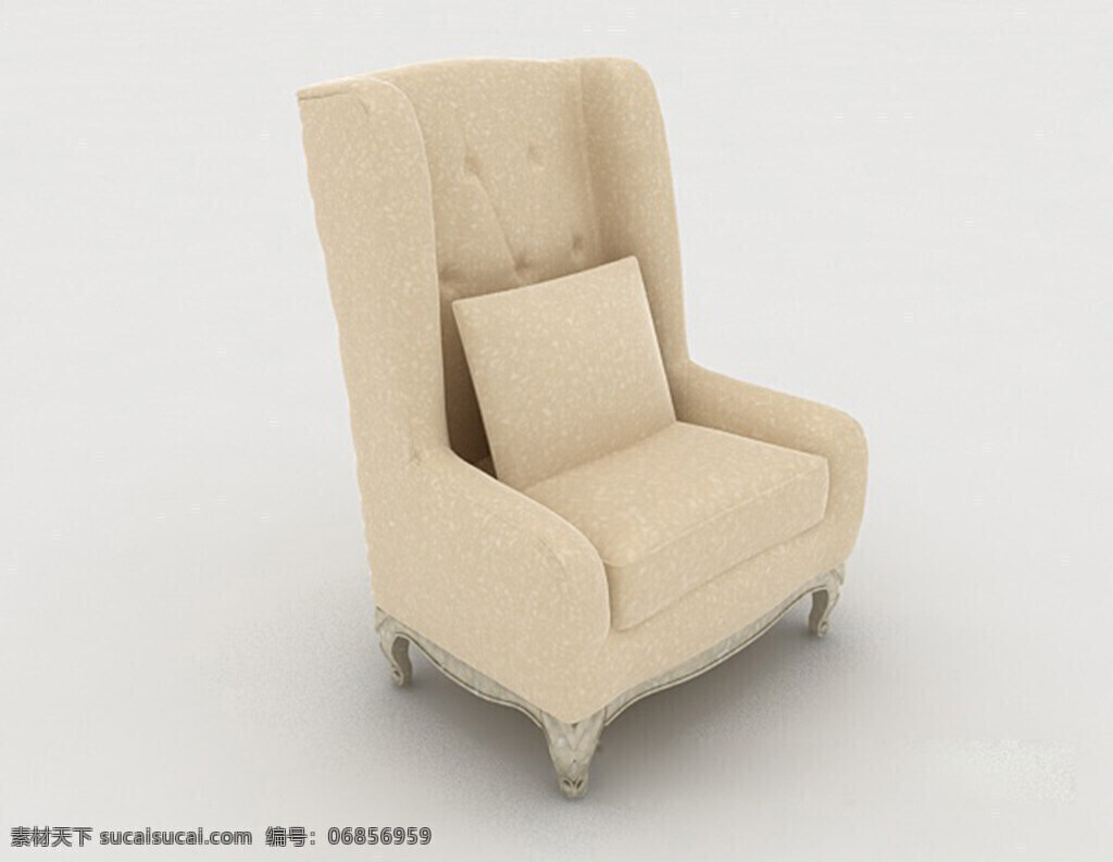 欧式 常见 单人 沙发 3d 模型 3d模型下载 3dmax 欧式风格模型 白色模型