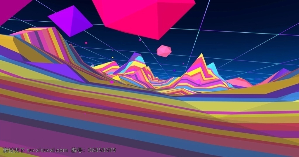 抽象 3d 空间 缤纷 色彩 地形 镜头 移 移动 虚拟 世界 动感 背景 视频 酒吧素材 多媒体 影视编辑 合成背景素材 mp4
