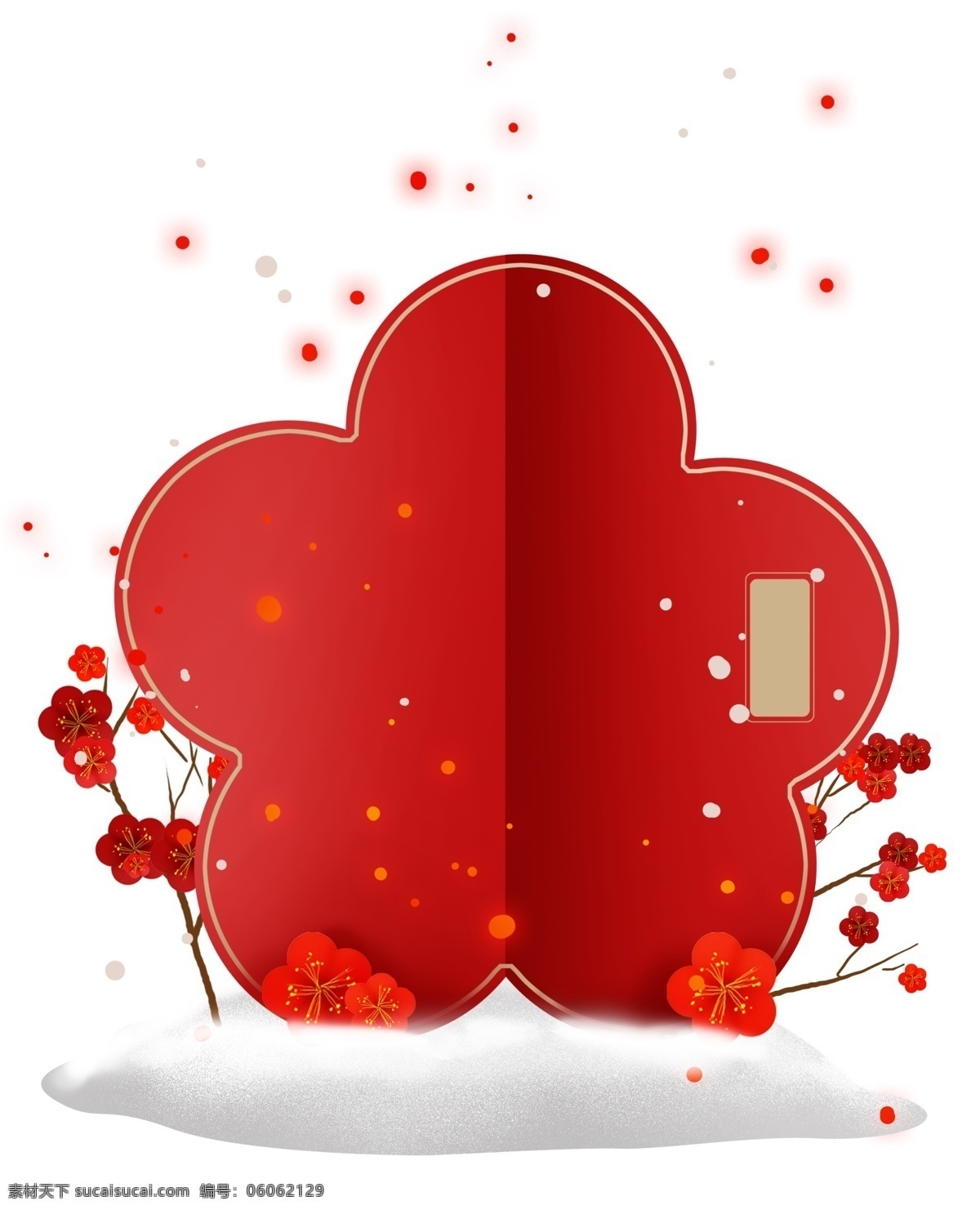 新年 红色 折纸 梅花 文本 框 中国风边框 花卉对话框 梅花标题框 纸张 红梅 红色梅花边框 古风
