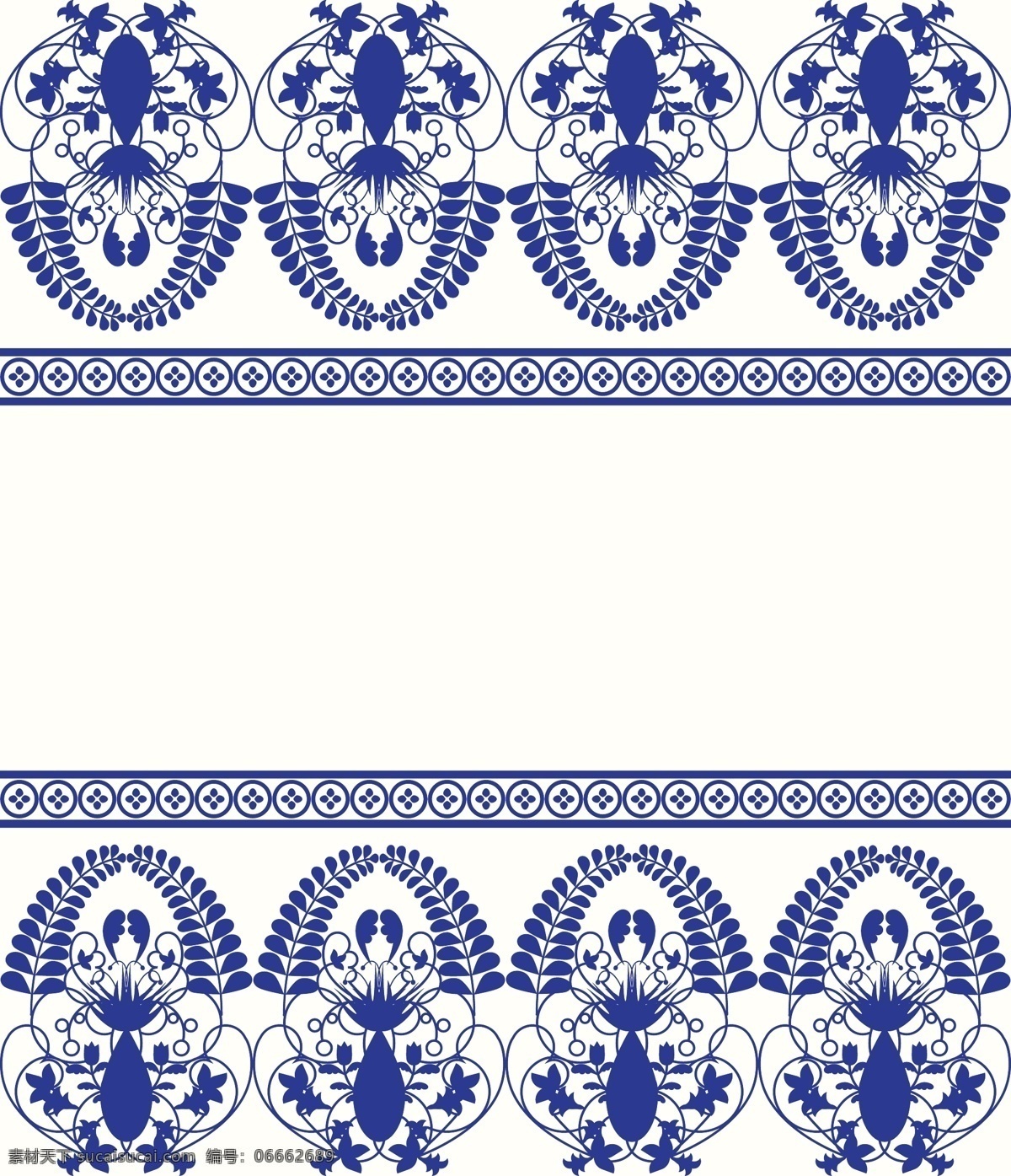 花样 蓝色 青花瓷 纹样 矢量 复古 简约 花纹 卡通 设计素材 对称 排列 平面素材 填充