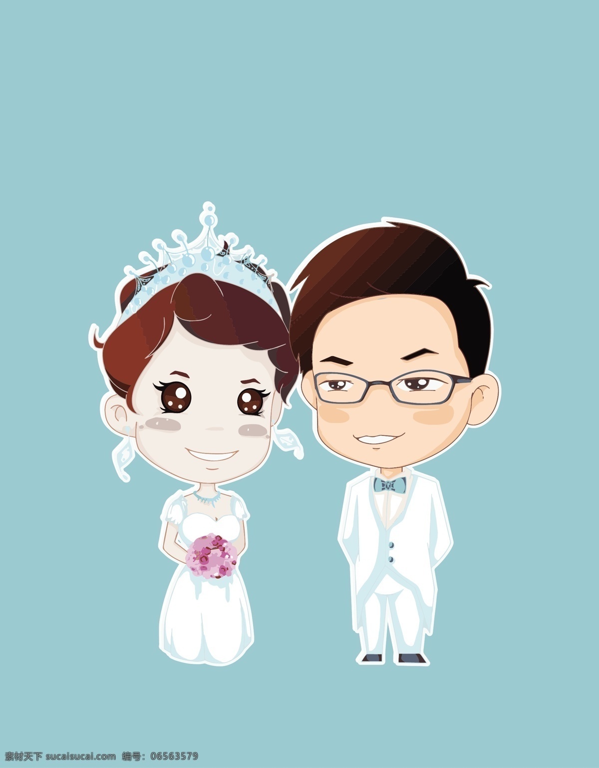 新婚 卡通 婚纱 结婚 情侣 插画 动漫动画 动漫人物