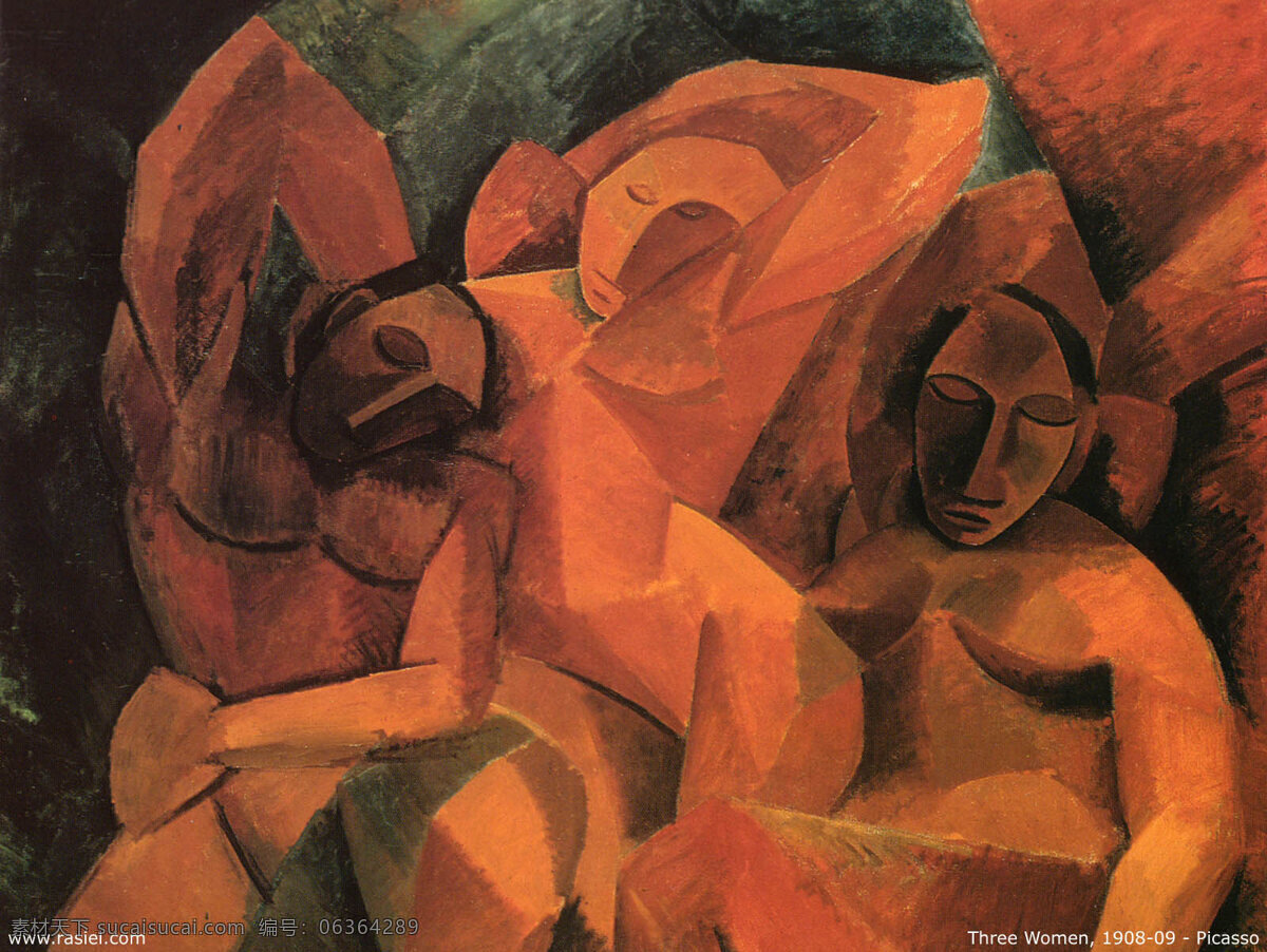 d鍊 femmes trois 1908 西班牙 画家 巴勃罗 毕加索 抽象 油画 人物 人体 装饰画 家居装饰素材