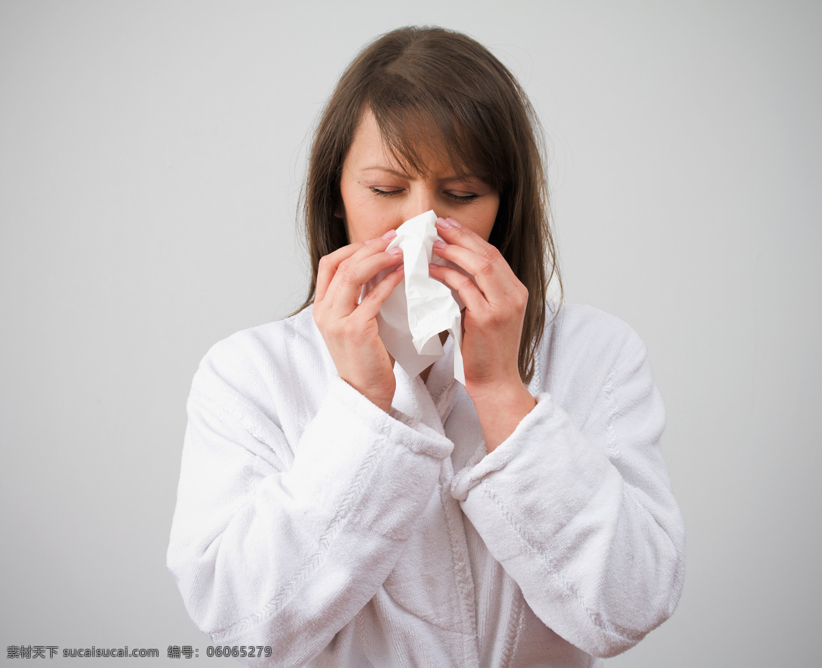 鼻子 不 舒服 感冒 女性 女士 女人 病人 生病 亚健康 生活人物 人物图片