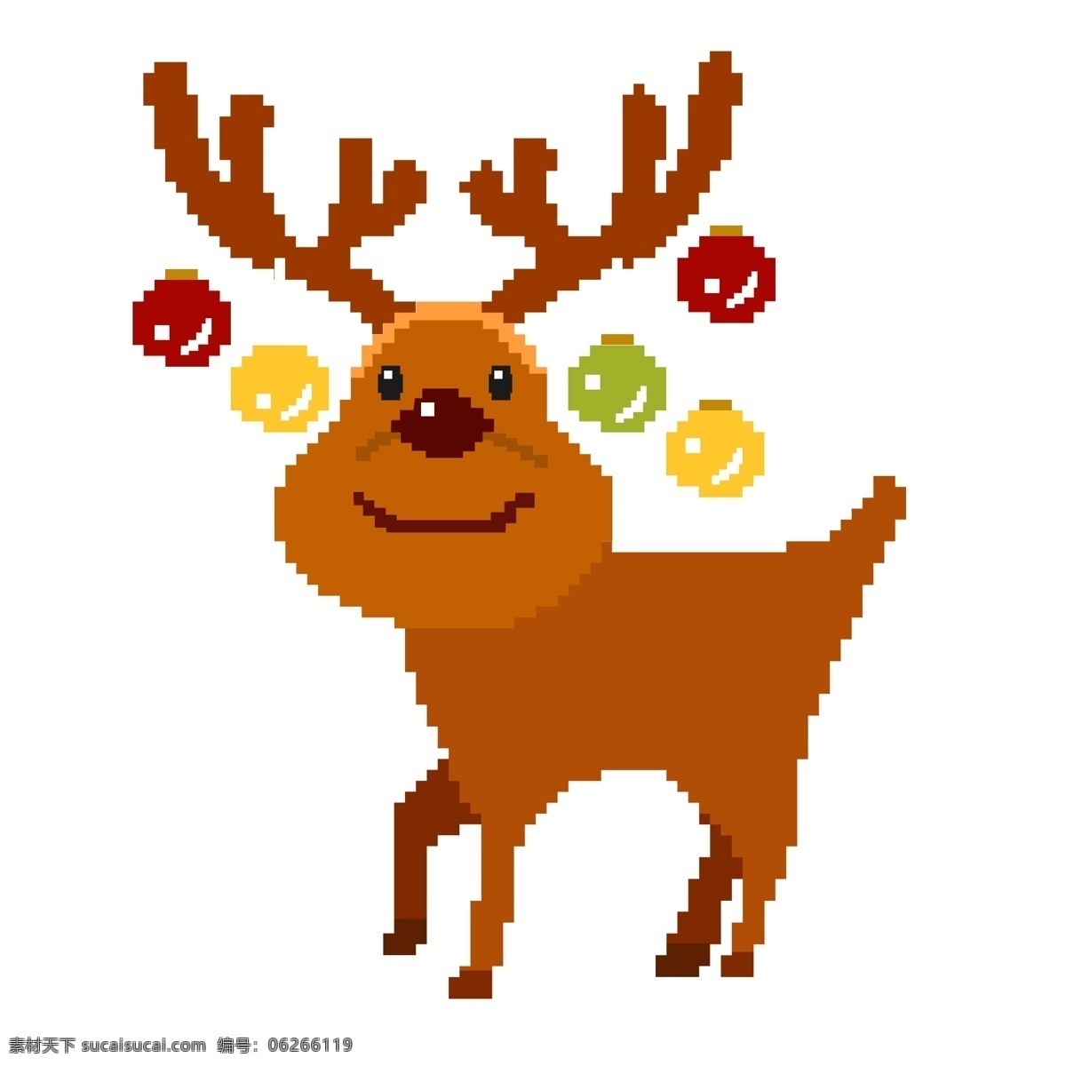 圣诞节 麋鹿 像素 化 商用 元素 卡通 可爱 动物 像素化设计 驯鹿