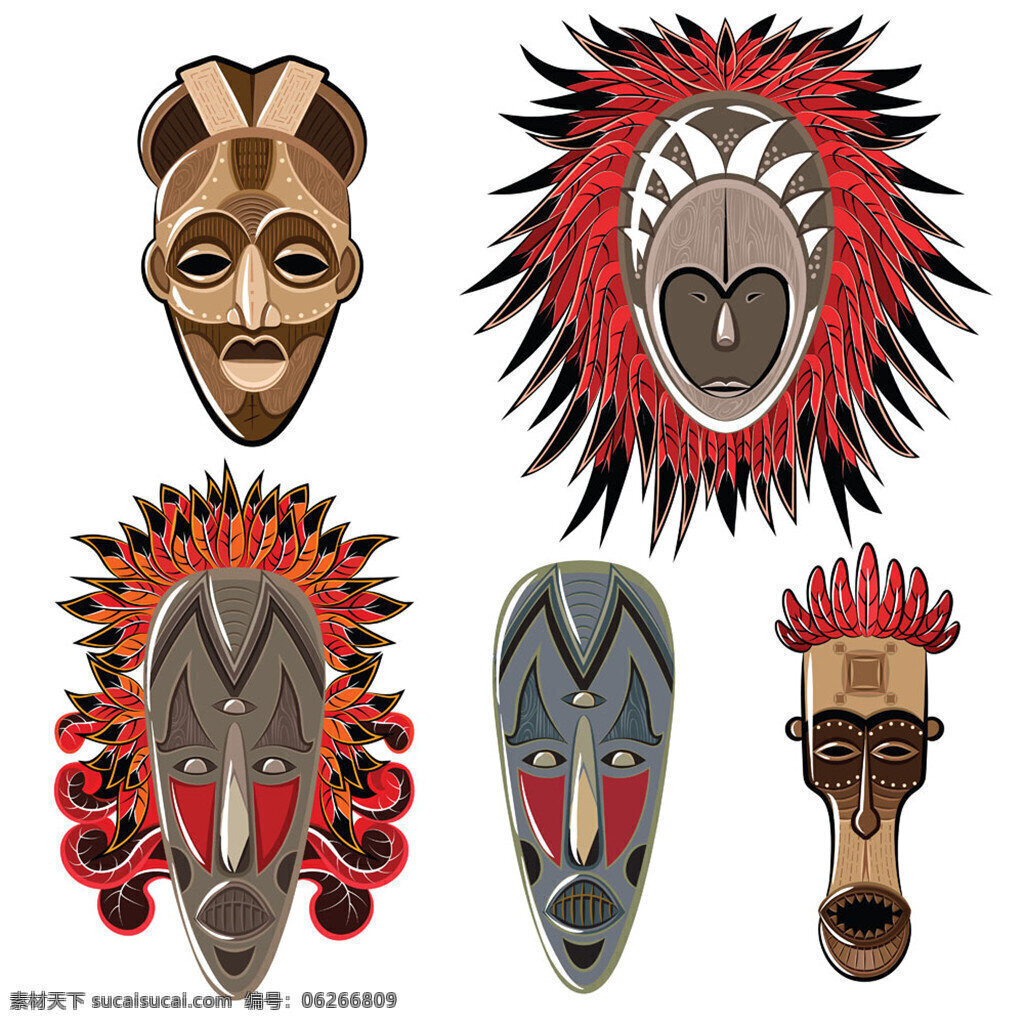 民族羽毛面具 民族面具 复古面具 面具设计 狮子头面具 矢量 面具图片
