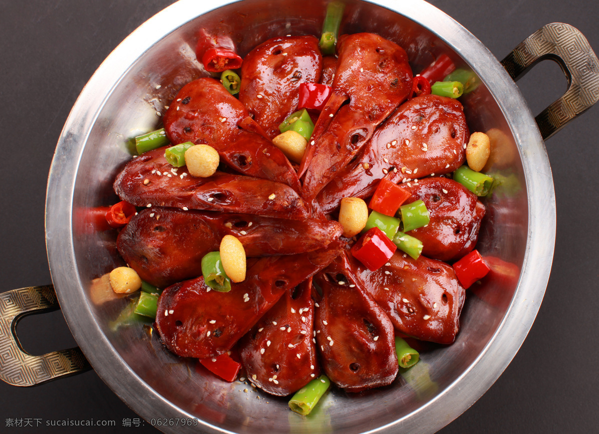 干锅鸭头 肉品 美食 小吃 红色 餐饮美食 传统美食