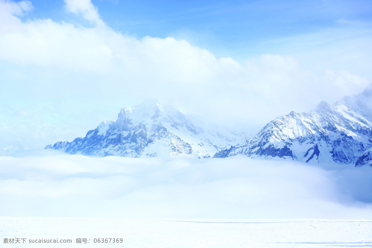 蓝天 白云 冰山 蓝色调 梦幻世界 冰天雪地 大雪覆盖 自然景观 风景名胜