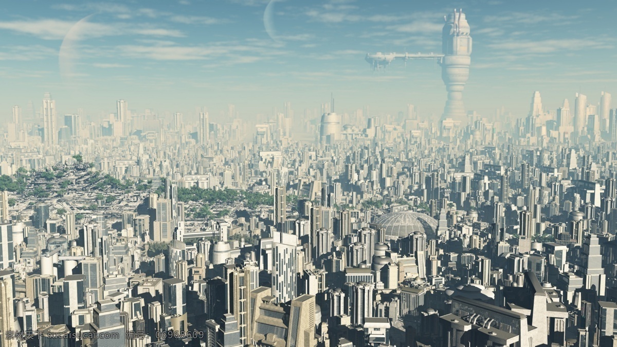 未来畅想 未来城市 地球 道路 公路 楼群 城市 大厦
