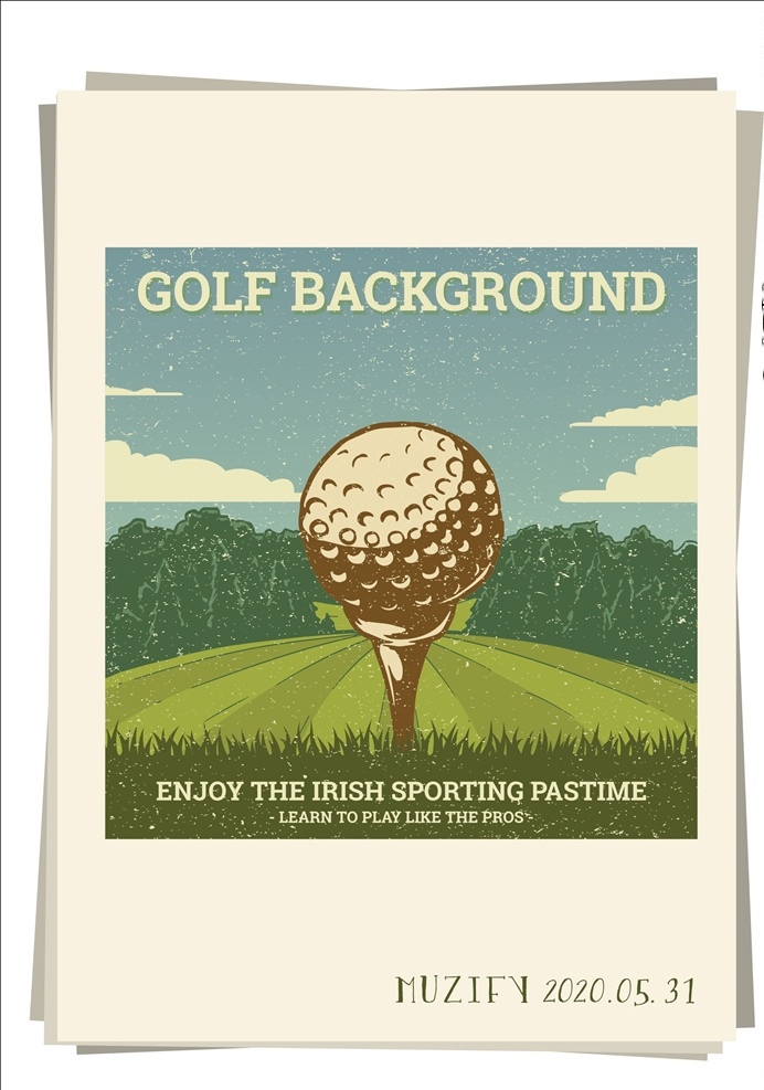 老式 高尔夫球海报 高尔夫球 海报 做旧 画册 广告画 矢量 复古海报 画册海报