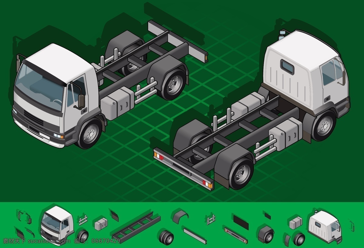 矢量卡车 货车 运输车 货运车 矢量汽车 卡通汽车 车辆 交通运输工具 交通工具 现代科技 矢量素材 绿色