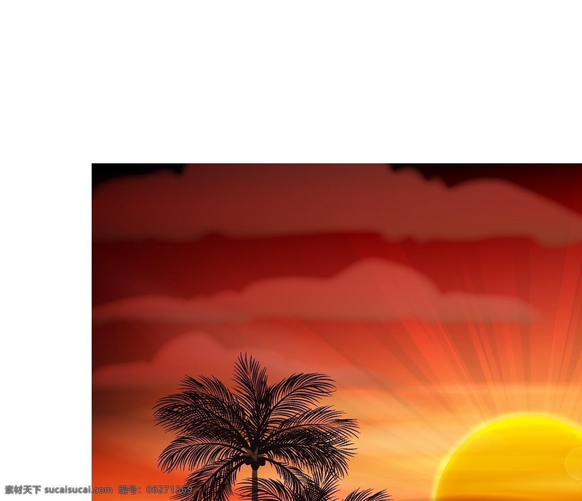 唯美的落日 椰子树 唯美 落日 海洋 红色