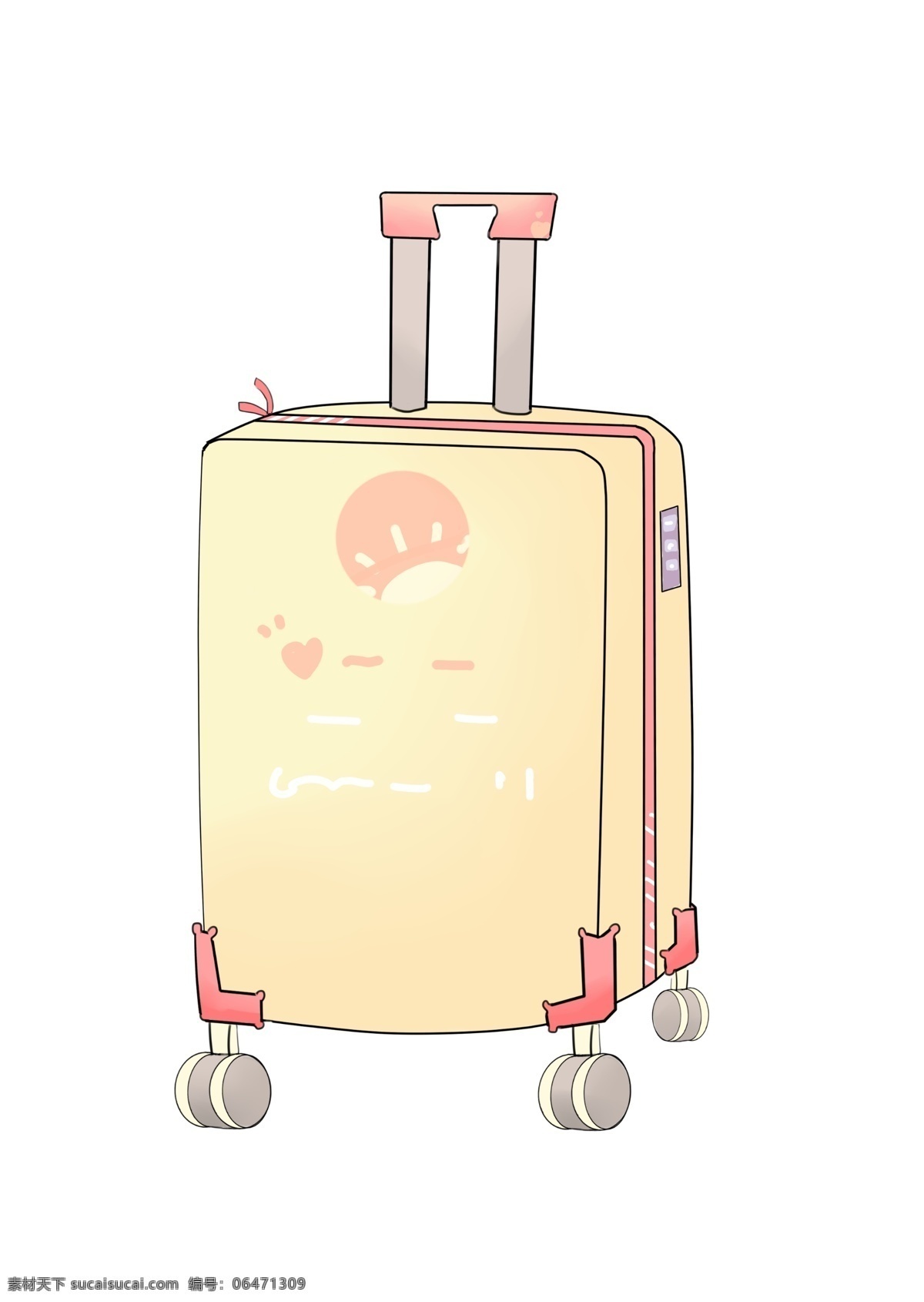 黄色 旅行箱 插画 黄色的旅行箱 漂亮的旅行箱 手绘旅行箱 卡通旅行箱 精美旅行箱 旅行箱插画