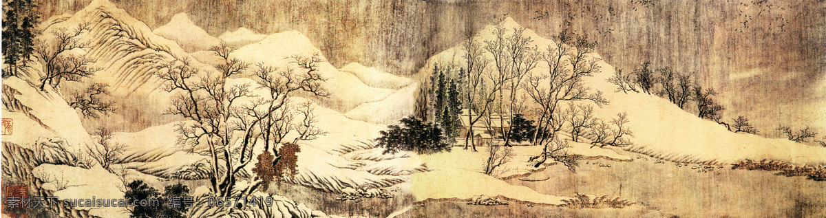 长江积雪图 中国名画 古画 文化艺术 绘画书法 设计图库