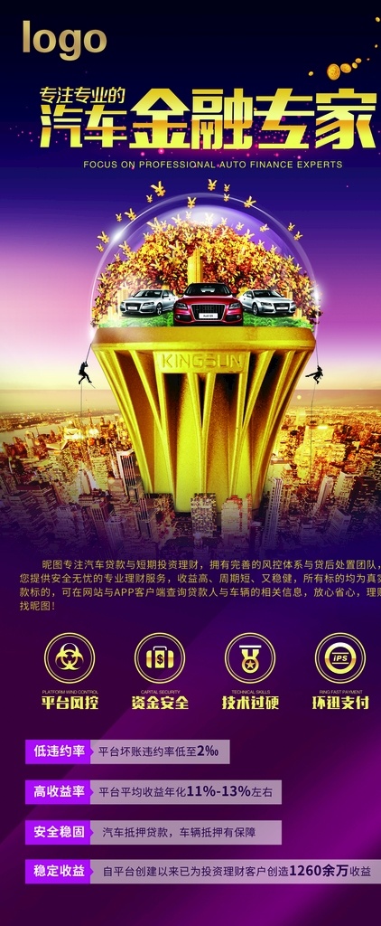 金融海报 财富 大气 贵妇紫 汽车 宣传