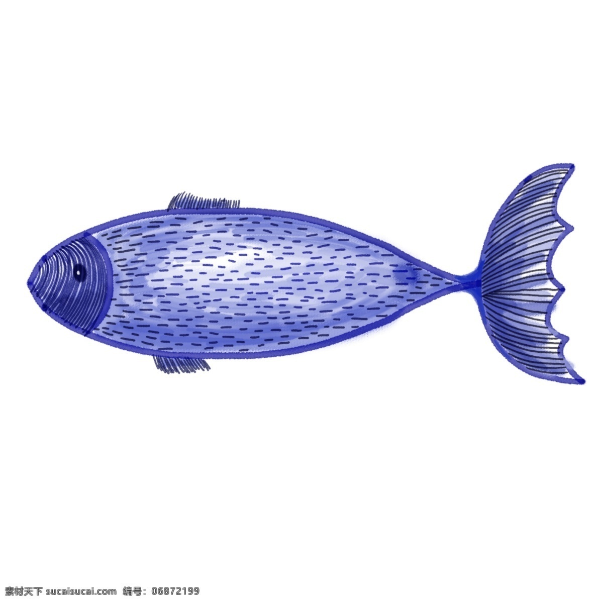 大气 蓝色 海洋 线条 鱼 装饰 元素 海洋生物 线条鱼 装饰物品 水彩手绘