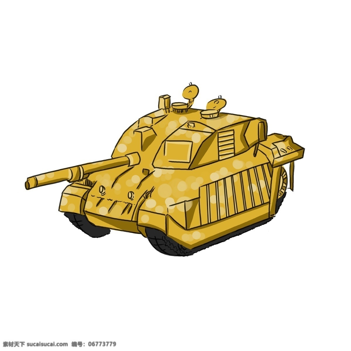 手绘 黄色 坦克 插画 黄色的坦克 美国的坦克 中国的坦克 结实的坦克 卡通插画 手绘坦克插画