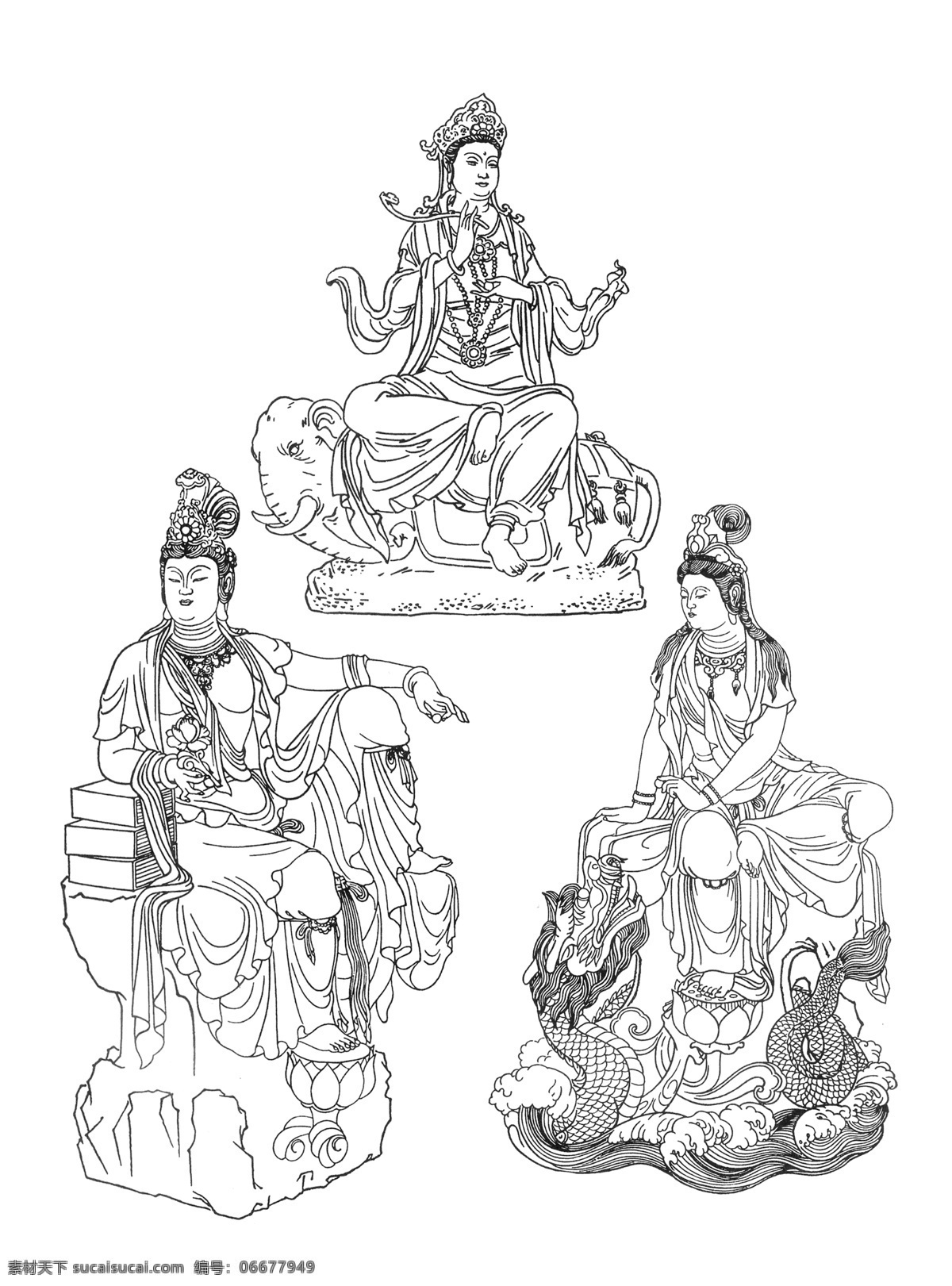 佛教元素线稿 佛教元素 线稿 人物 佛像 古典 佛教文化 白色