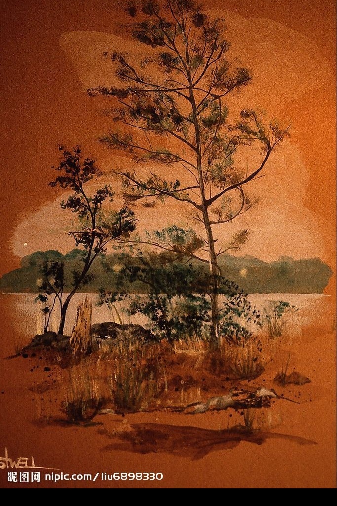 油画风景图 美丽 油画 风景图 风景 黄昏 抽象 夜色 树 文化艺术 绘画书法 设计图库