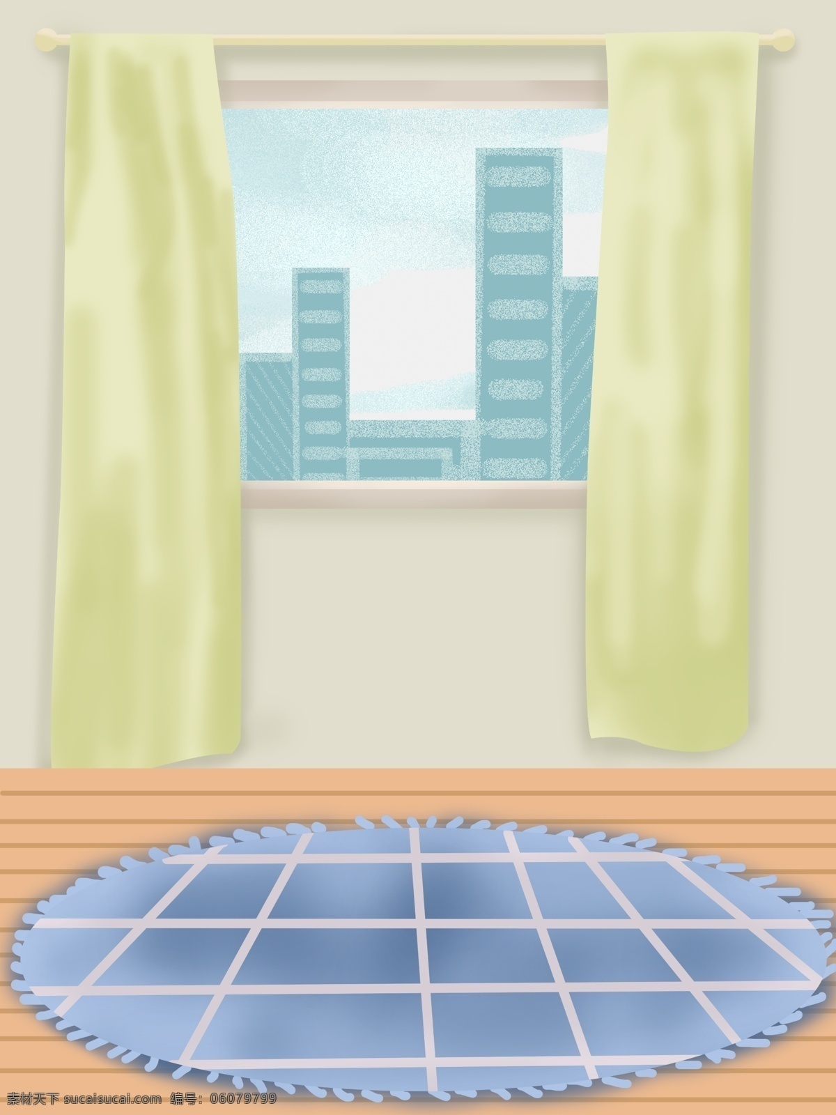 夏季 简约 居家 背景 地毯 宅 建筑 窗户 广告背景 手绘背景 通用背景 背景展板 特邀背景 背景图