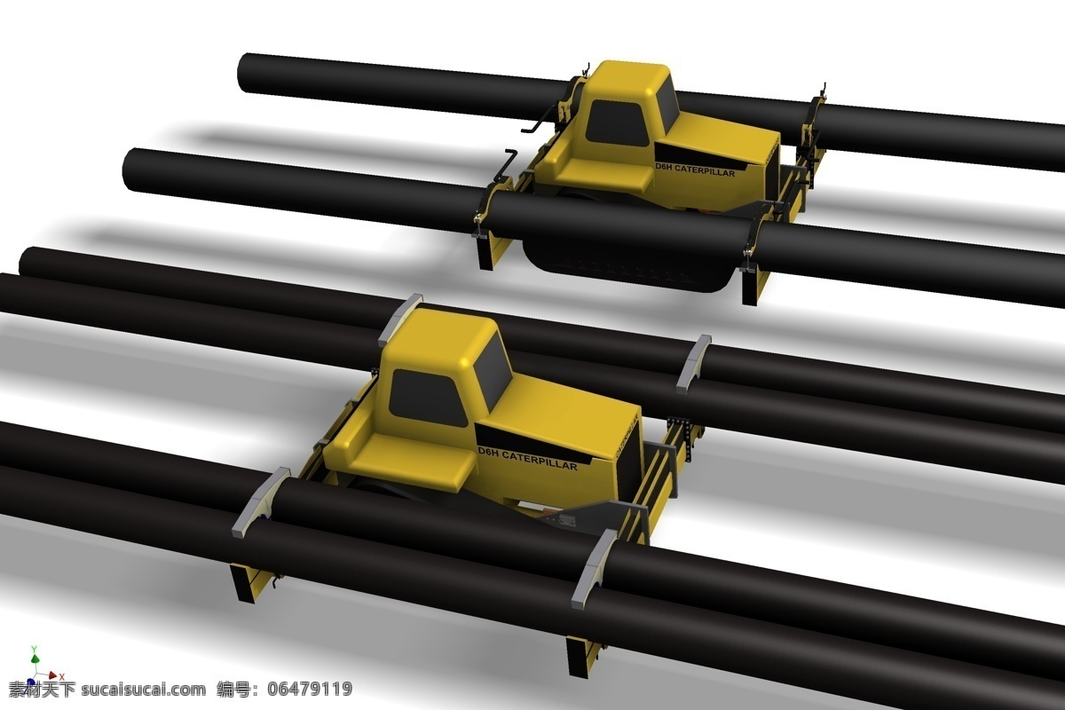 载体 卡特彼勒 d6h 工业设计 汽车 3d模型素材 其他3d模型