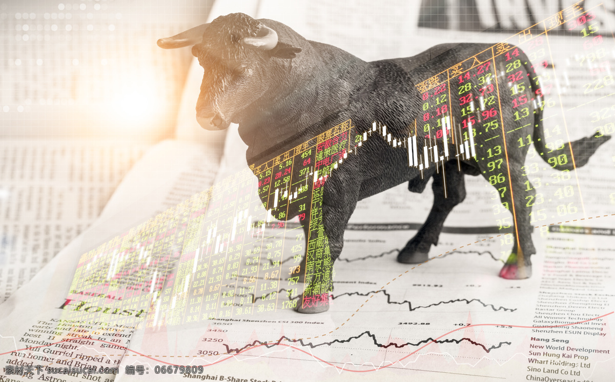 金融 牛市 股票 升值 股票升值 财富 投资 理财 商务金融 商业插画