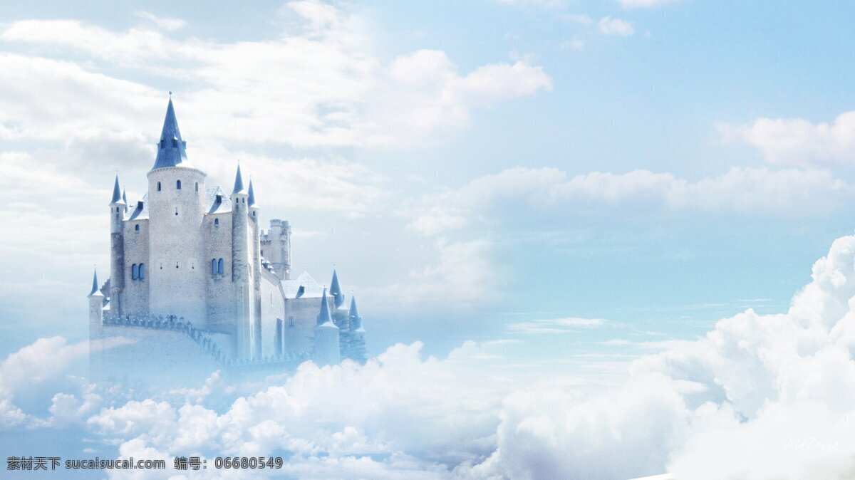 浪漫 童话 天空之城 背景 唯美 云端 城堡 海报 广告