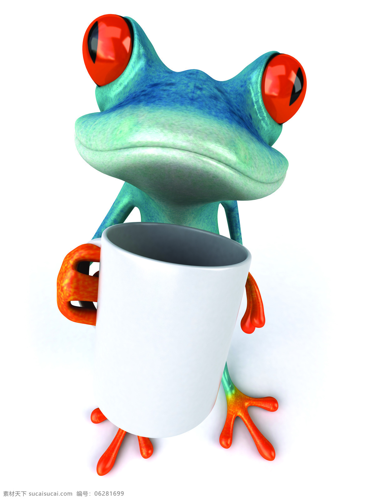 手 杯子 青蛙 卡通青蛙 3d青蛙 3d卡通 卡通动物 喝茶 茶杯 陆地动物 生物世界