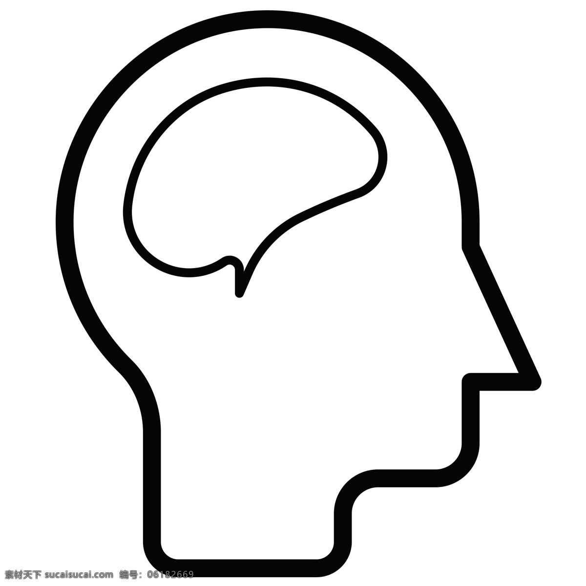 黑色 圆弧 大脑 创意 元素 科技 人类 扁平化 ui 图标 卡通插画 信息 鼻子