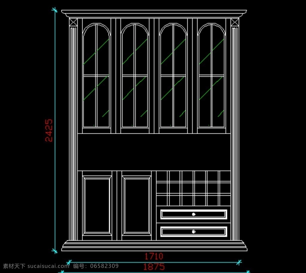欧式酒柜 海中玉 欧式 尚古雅居 酒柜 红酒格 cad作品 环境设计 室内设计 dwg
