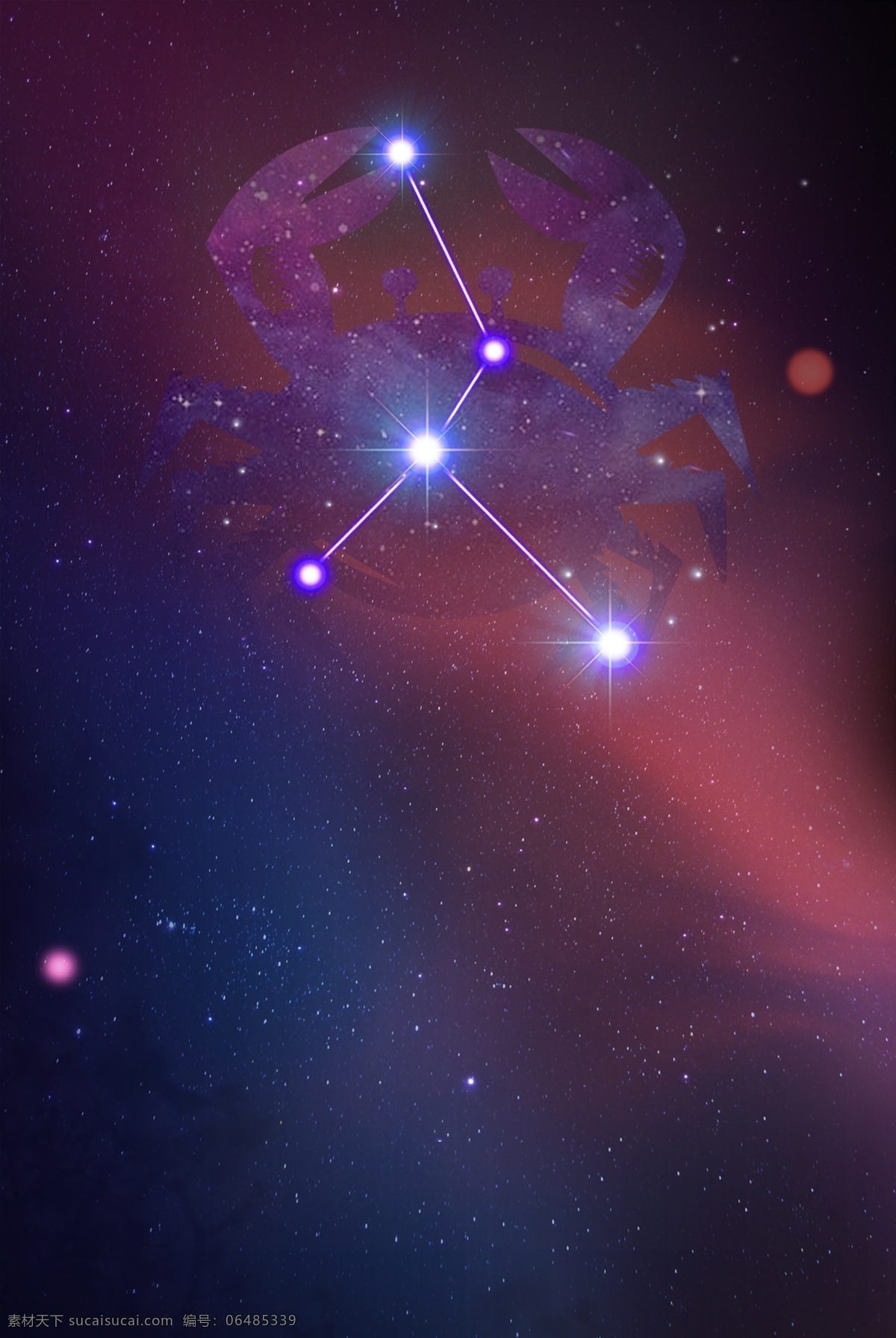 简约 星空 唯美 十二星座 创意 背景 合成 星座 巨蟹座 炫光 光效 巨蟹座标志