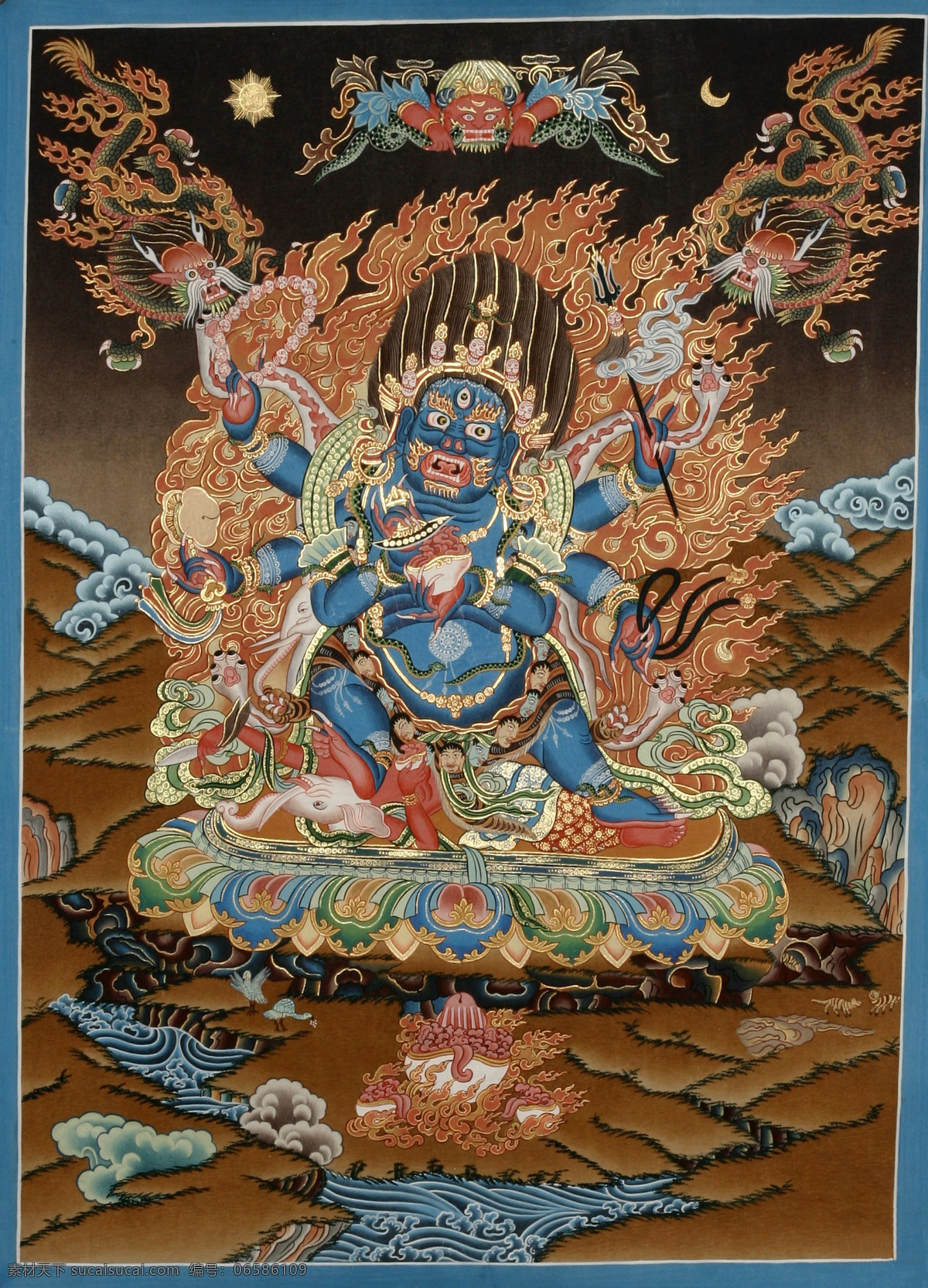六 臂 玛 噶 拉 唐卡 佛教 藏传佛教 绘画书法 文化艺术