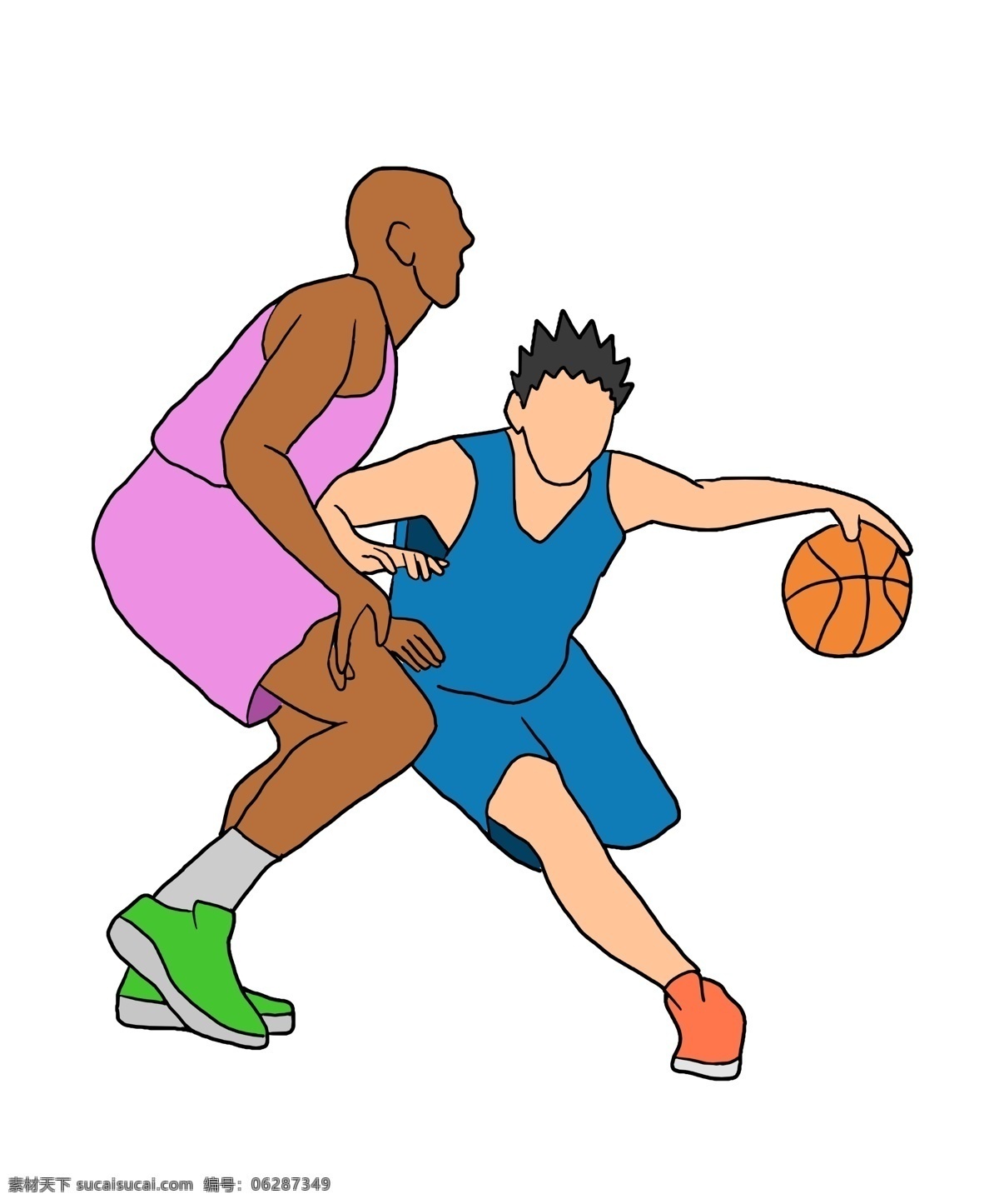 篮球 运动员 卡通 插画 体育运动 健身 运动服 锻炼身体 卡通插画 篮球运动 棕色的篮球