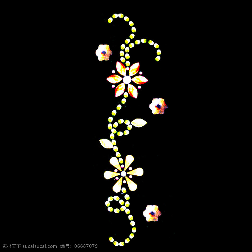 烫钻 植物 花 毛衣烫钻 免费素材 面料图库 服装图案 黑色