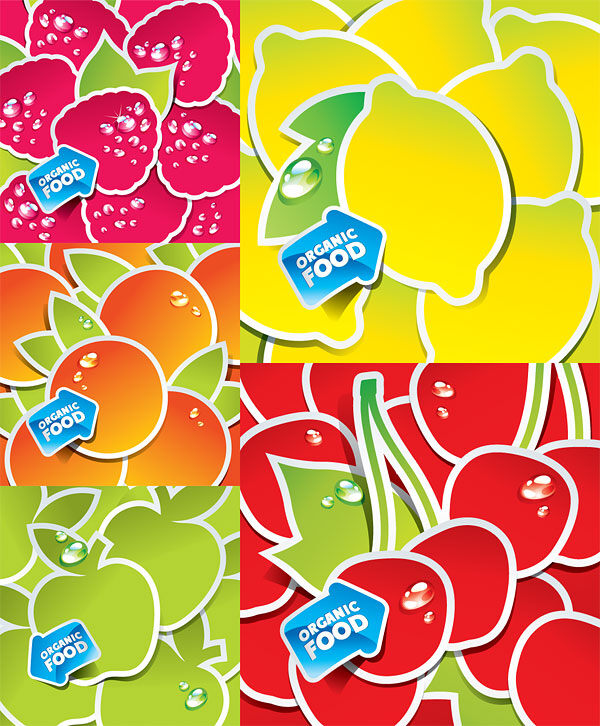 可爱 水果 贴纸 矢量 草莓 橙子 箭头 桔子 卡通 柠檬 苹果 矢量素材 水滴 樱桃 水珠 lily 矢量图 其他矢量图