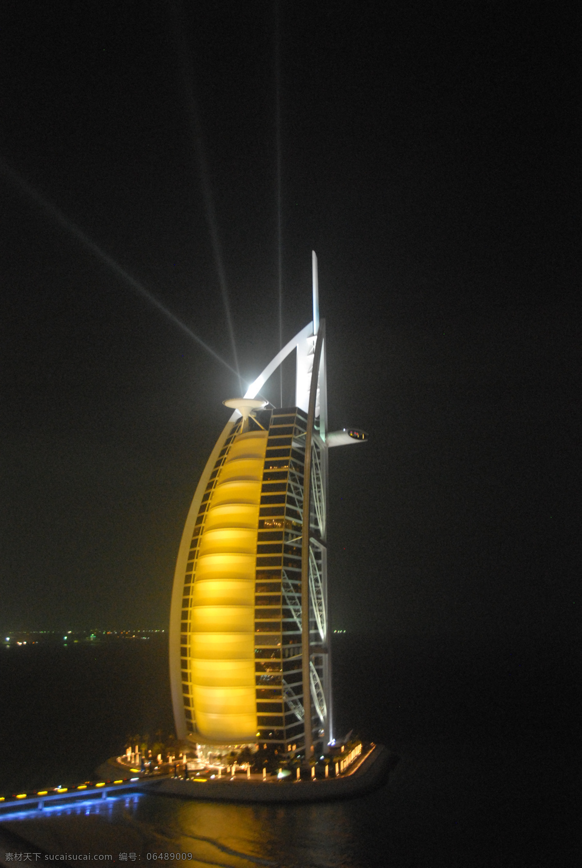 迪拜帆船酒店 夜景 五彩灯光 旅游摄影 国外旅游 摄影图库