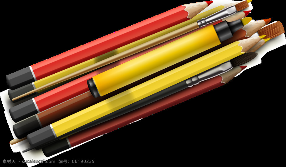 彩色铅笔元素 彩色 画画 免扣 铅笔 水彩 透明 元素