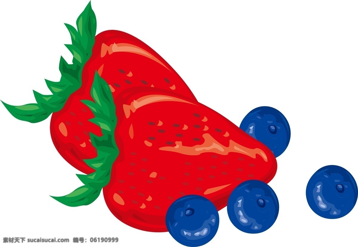 手绘 草莓 蓝莓 元素 水果 ai元素 免扣元素