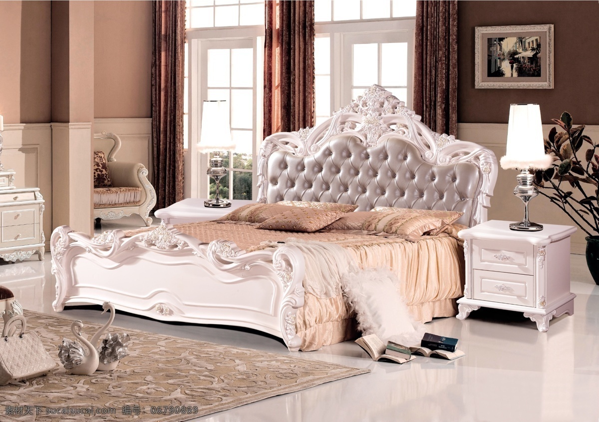 欧式家具 白色套房 白色家具 白色床 白色衣柜 白色梳妆台 板式家具 白油家具 白油套房 欧式床 欧式家具背景 背景素材 分层