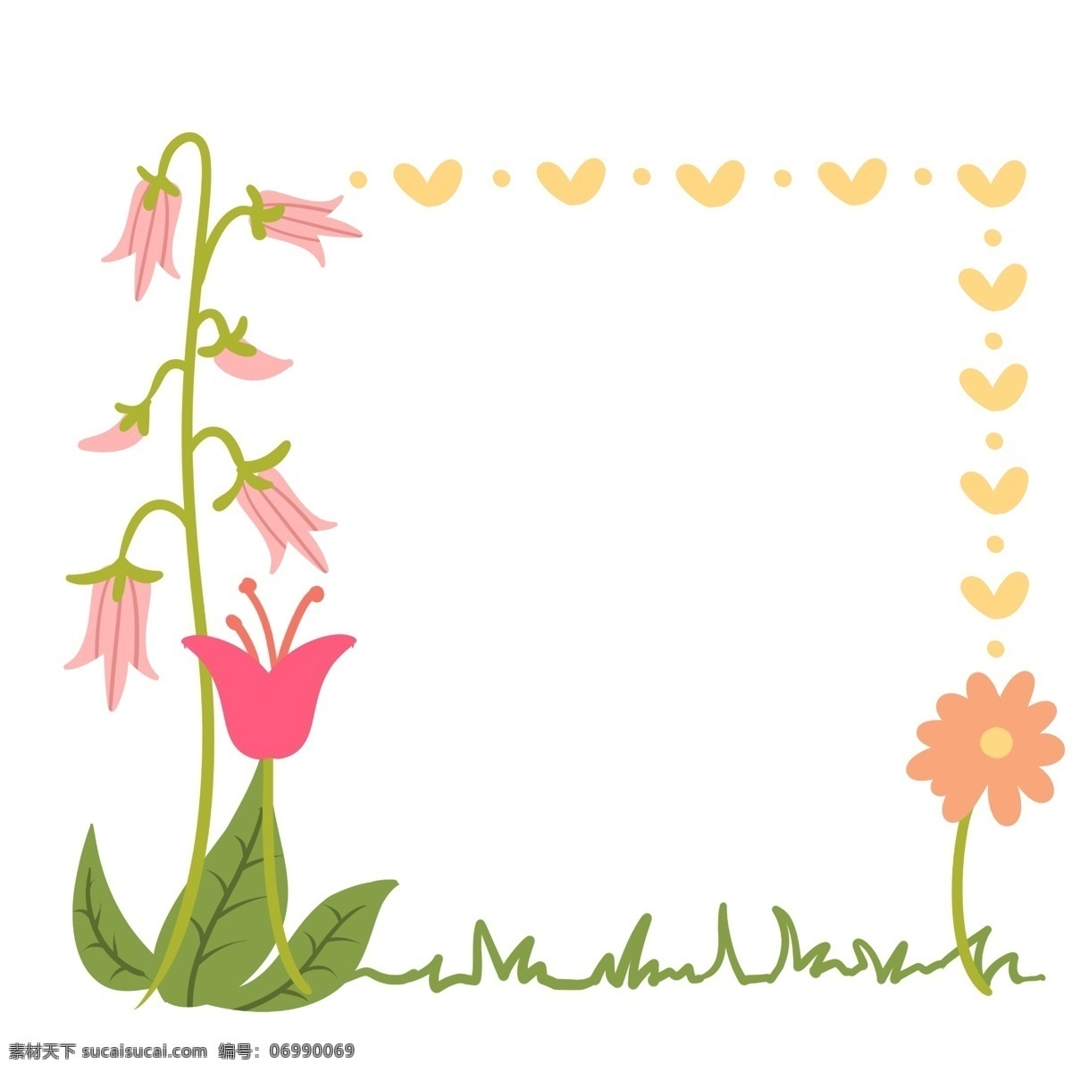 粉色 鲜花 花朵 边框 粉色的花朵 卡通边框 小物边框 漂亮的边框 美丽的边框 创意边框 花朵的边框