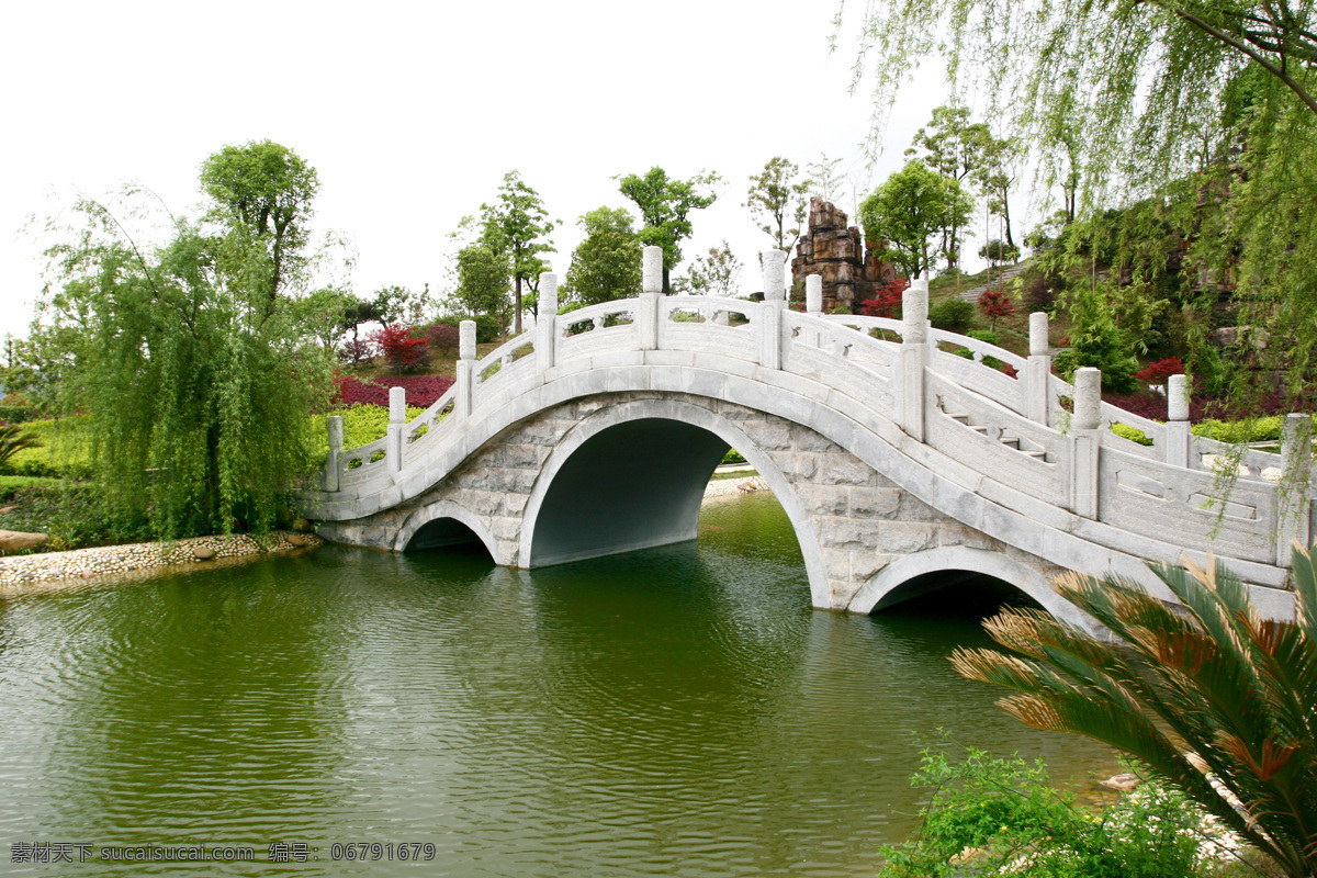 小桥流水 绿色 柳树 石桥 拱桥 湖水 风景 美丽 自然风景 自然景观